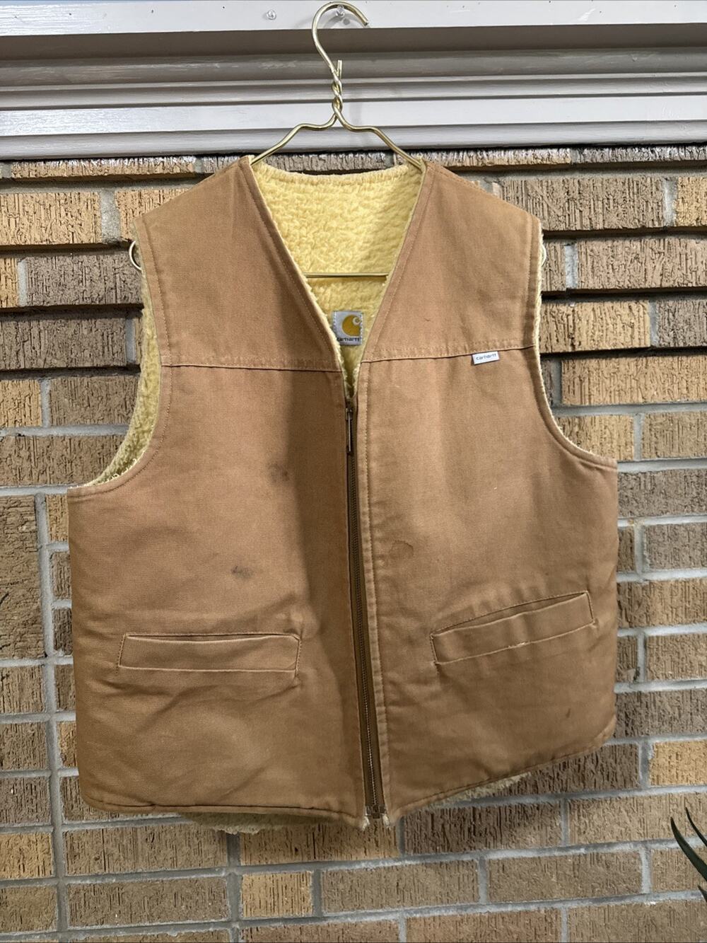 Vtg Carhartt Vest Men Large 6SV Sherpa Lined Work Duck Canvas Union Made In USA